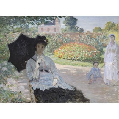 Claude Monet – Camille Monet, fils et gouvernante dans le jardin, 1873